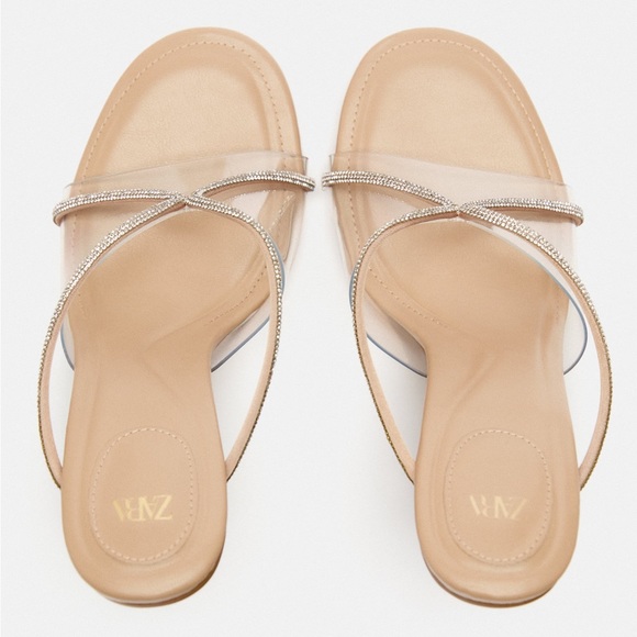 Zara Transparent Rhinestone Vinyl Mules - Picture 4 of 11